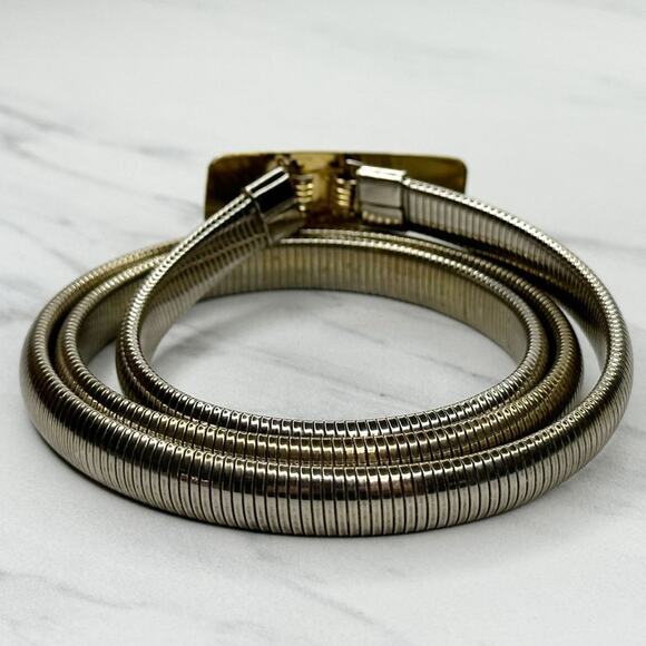 Vintage Bar Buckle Coil Stretch Cinch Belt Size S/M - Picture 4 of 14